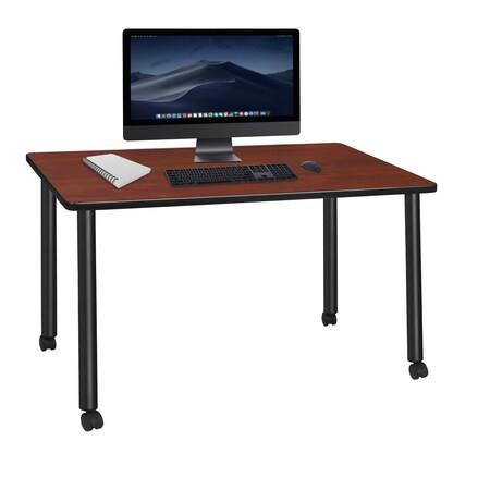 Kee 60 X 24 In. Mobile Desk - Cherry Top, Black Legs